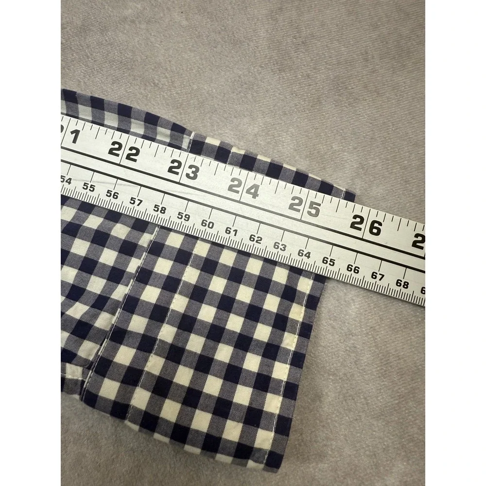 J. Crew Navy and White Gingham Button-Down Shirt